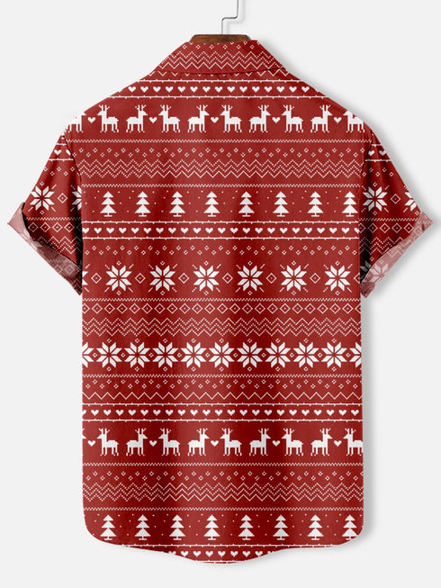 Men's Christmas Cartoon Funny Graphic Short Sleeve Hawaiian Shirt